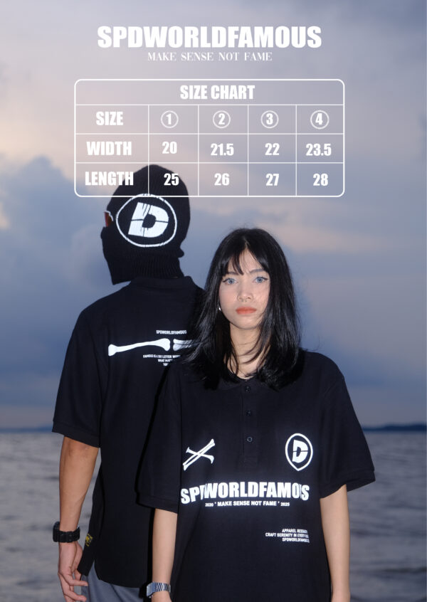 SPWORLDFAMOUS Black Polo Tee Bones - Image 11