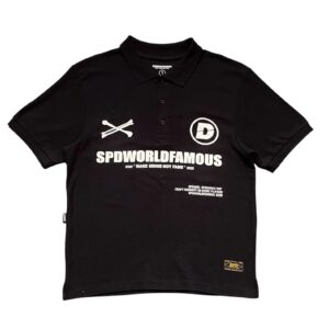 SPWORLDFAMOUS Black Polo Tee Bones