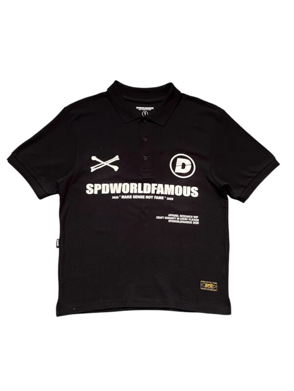 SPWORLDFAMOUS Black Polo Tee Bones