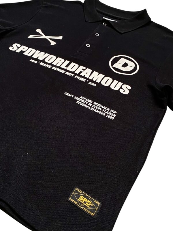 SPWORLDFAMOUS Black Polo Tee Bones - Image 6