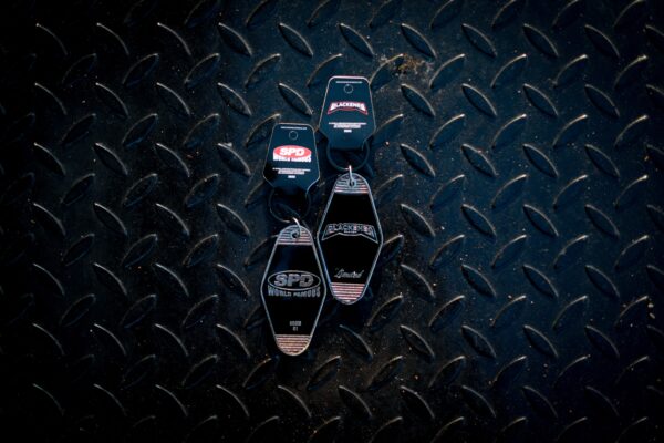 Silver Chrome with Black Enamel Motel Keychain SPDWORLDFAMOUS X BLACKENED - Image 5