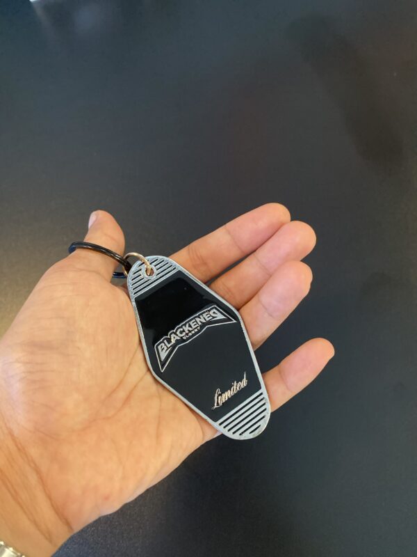 Silver Chrome with Black Enamel Motel Keychain SPDWORLDFAMOUS X BLACKENED - Image 4